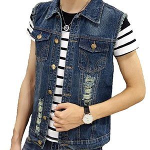 Men's casual denim vest and jacket